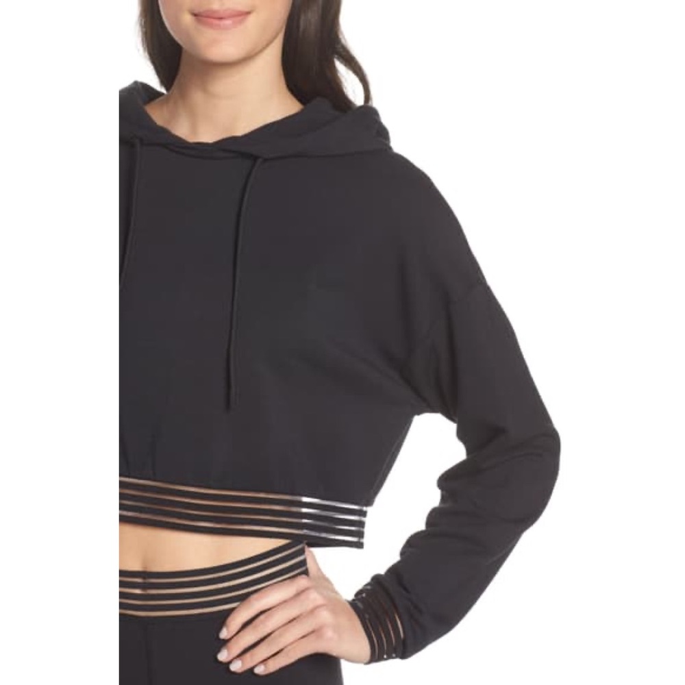 Alo Yoga K-O Illusion-Hem Crop Hooded Sweatshirt - Picture 3 of 6